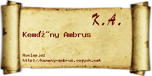 Kemény Ambrus névjegykártya